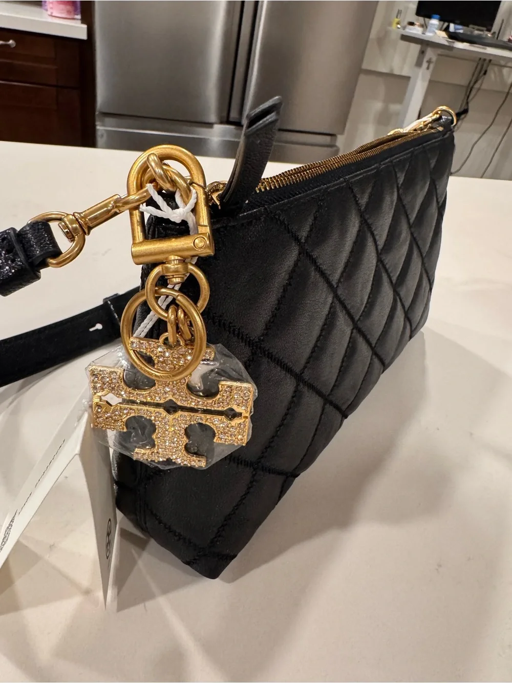 Tory Burch Black Quilted Leather Chain Strap Crossbody